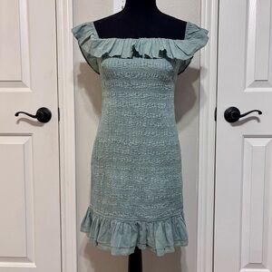 Abercrombie & Fitch Sage Green Ruffle Mini Dress